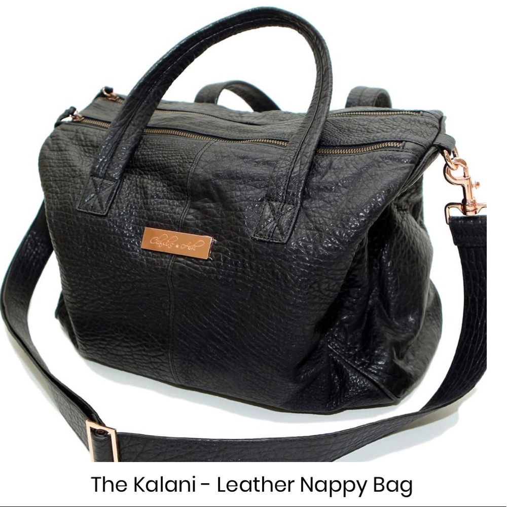Claudine & Ash black leather Diaper bag